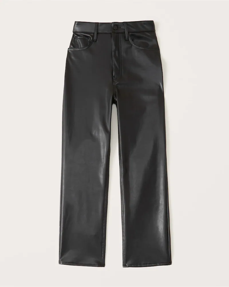 Vegan Leather Ankle Straight Pants